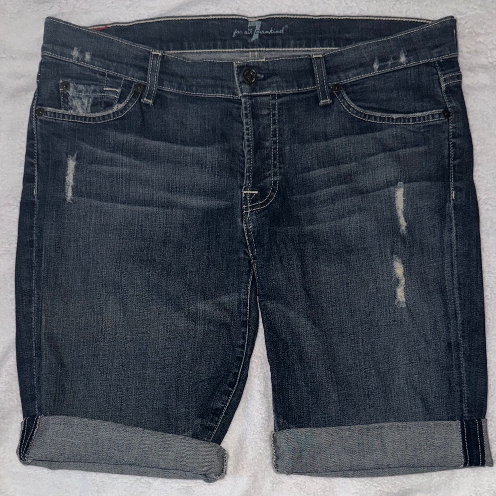 7 For All Mankind Dark Blue Jean Shorts